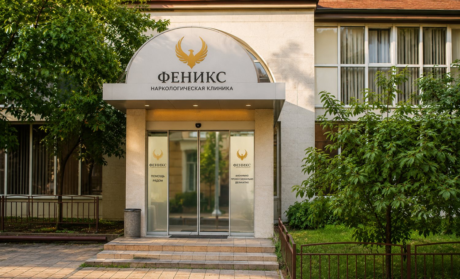 Вход в наркологическую клинику «Феникс» в Кемерове